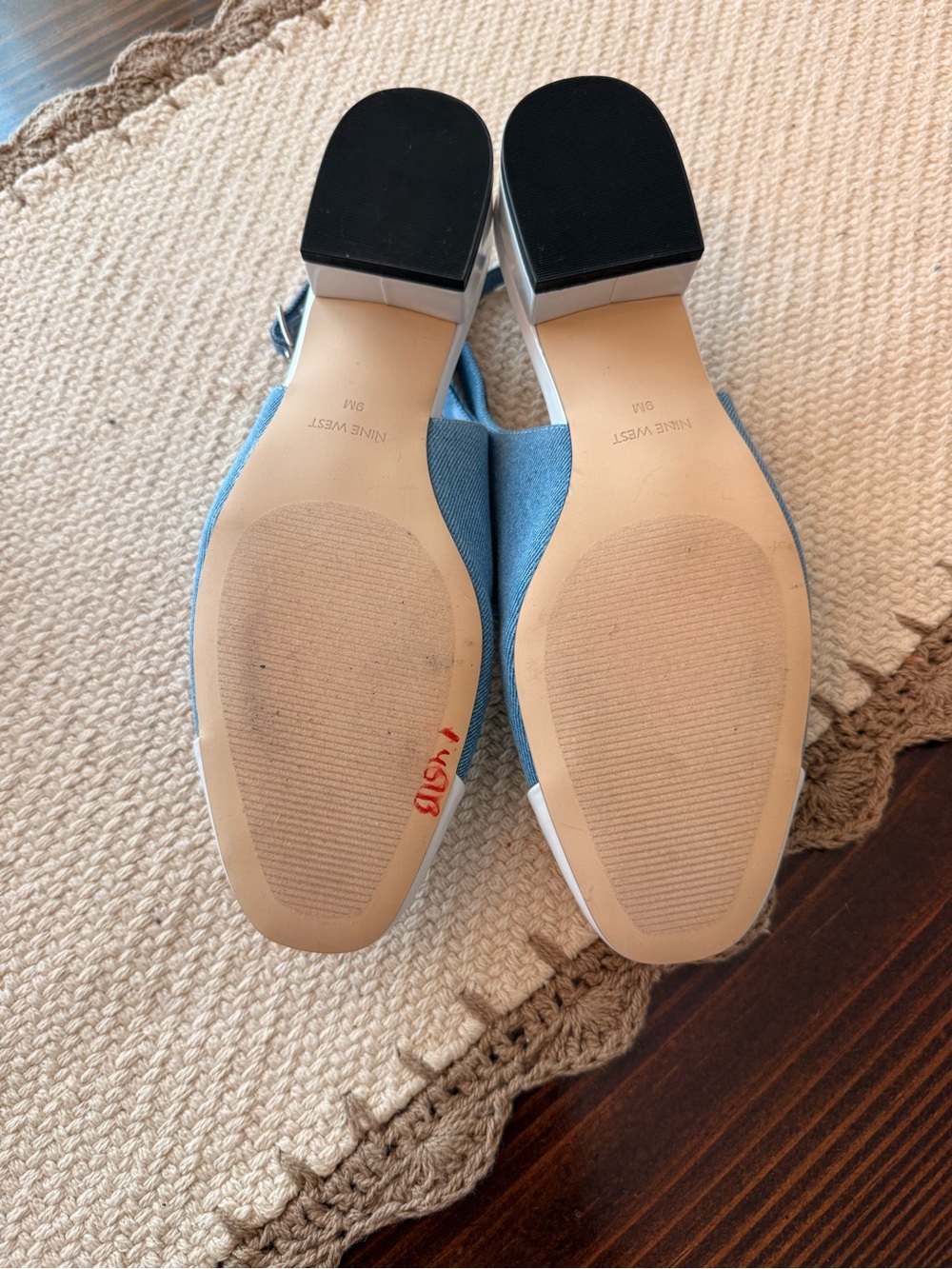 Nine West Roslin Mary Jane Slingback Pumps in Denim/White Sz 9 M - Picture 7 of 9